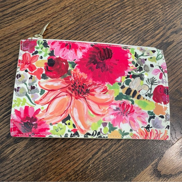 KATE SPADE Floral Print Bumble Bee Vinyl Pencil Case Cosmetic Bag Pouch - Picture 5 of 7